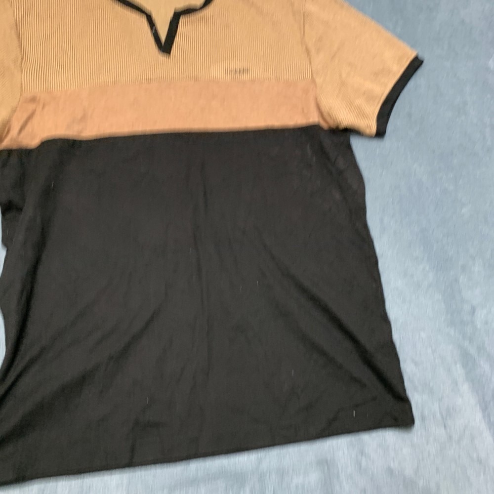 Guess Los Angeles T Shirt Mens Large Beige Black Colorblock Knit Summer Wear Tee - Picture 4 of 12